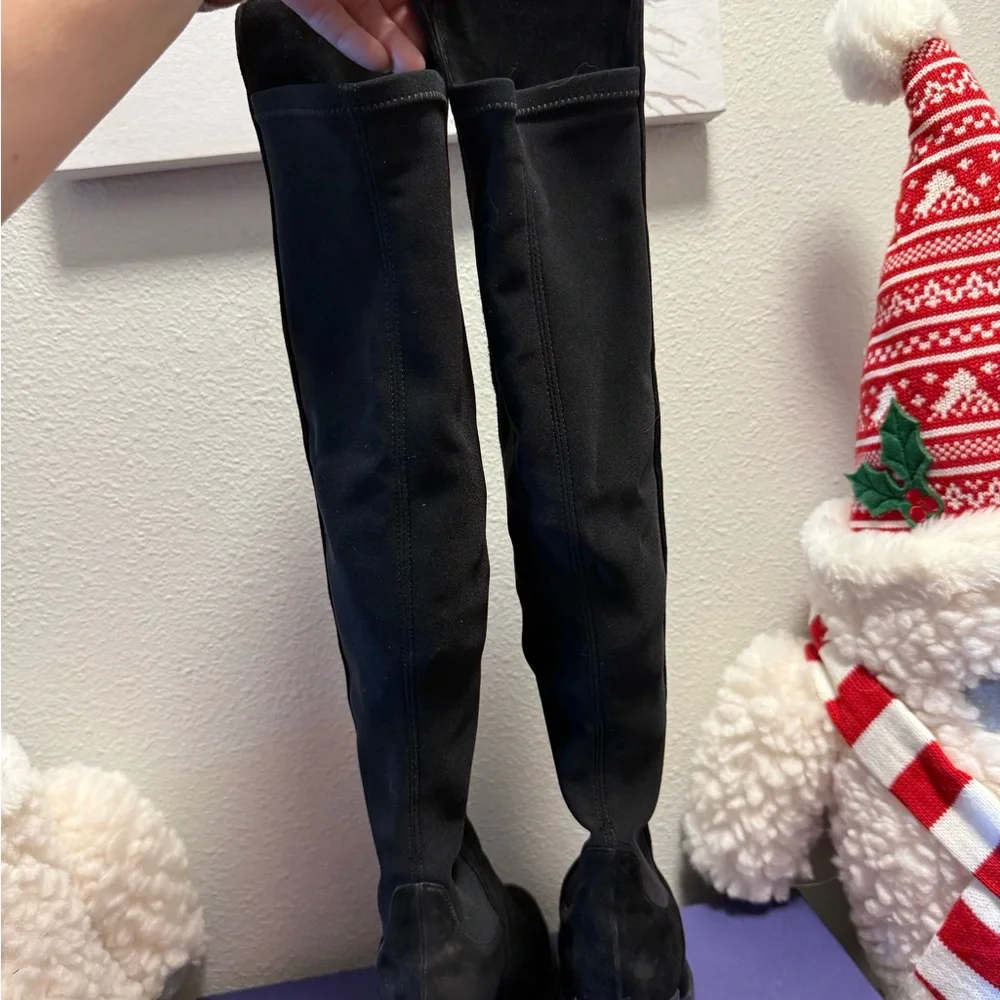 Stuart Weitzman Black Suede Over the knee hijack boots - Picture 2 of 12
